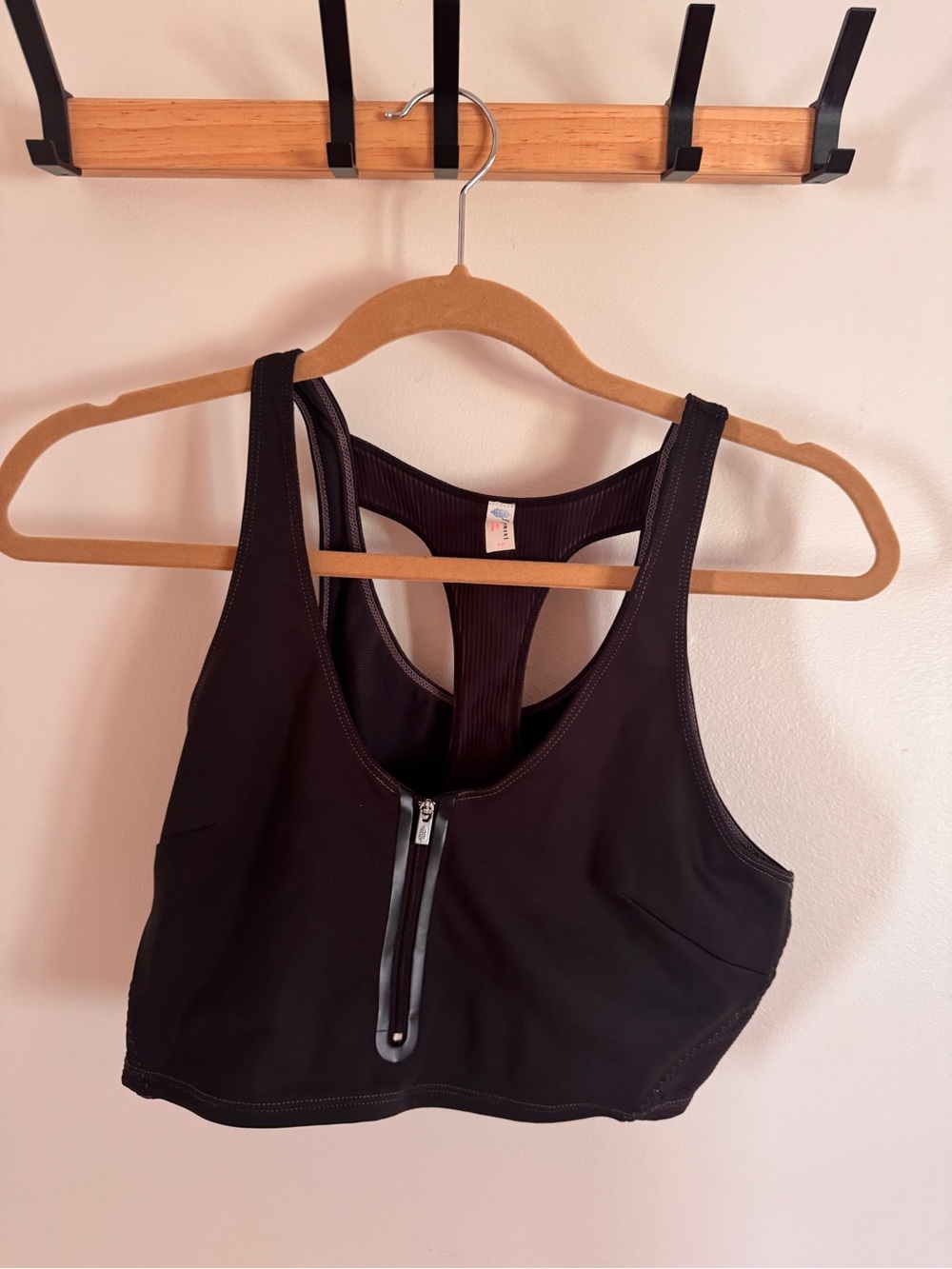 FP Movement by Free People Black Racerback Front-Zip Sports Bra